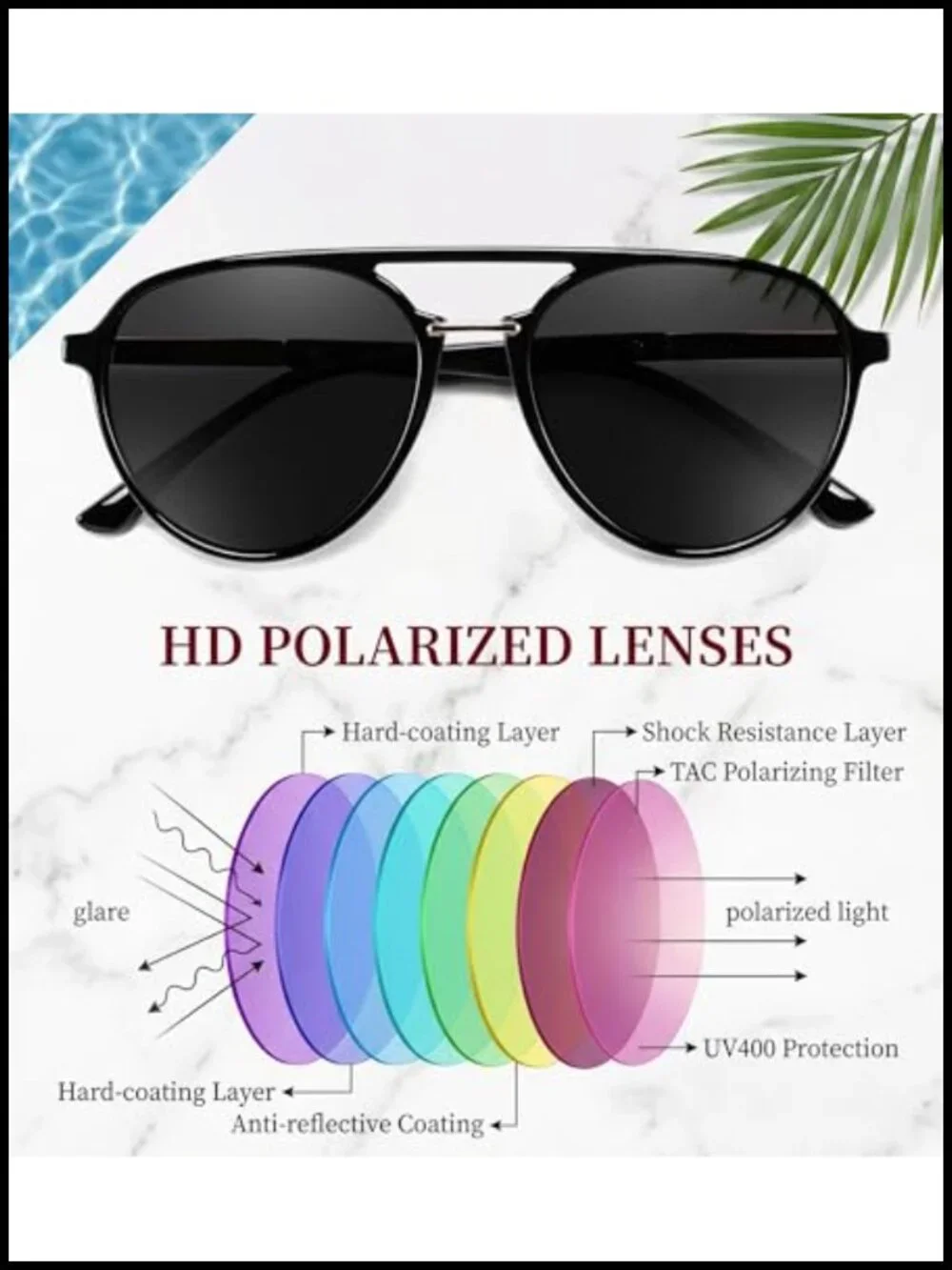 Retro Polarized Aviator Sunglasses UV400 Protection Pilot Shades